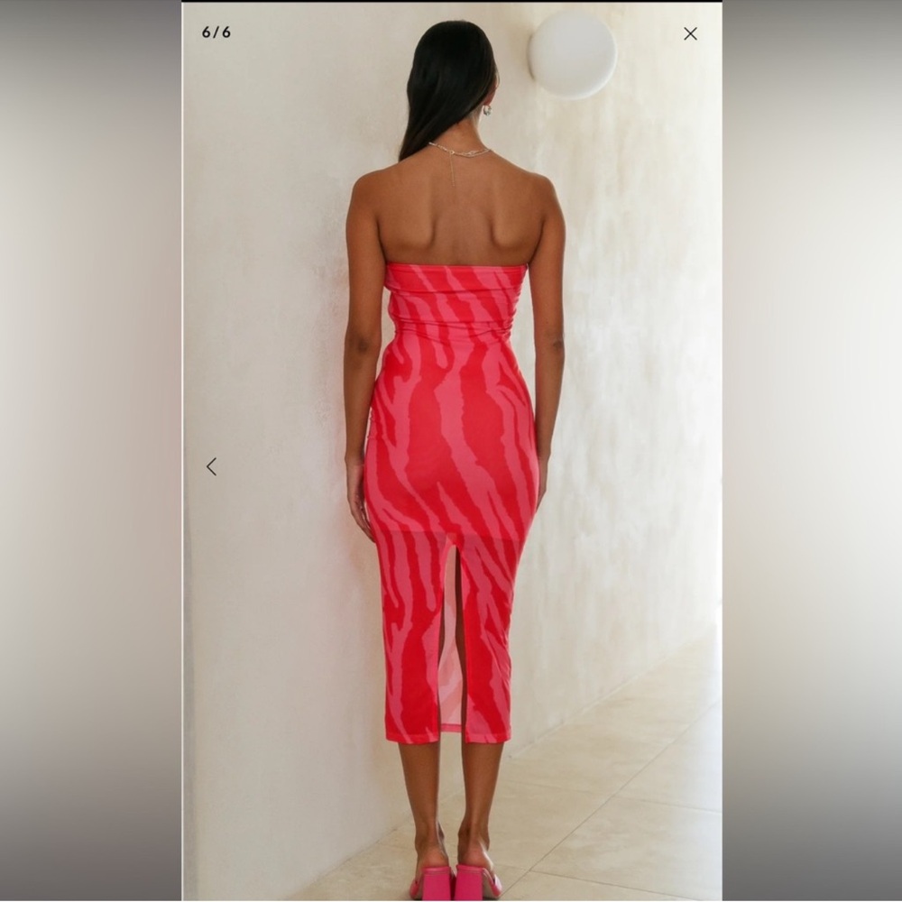 Hello Molly Elegant Strapless Pink and red Dress - Picture 4 of 10